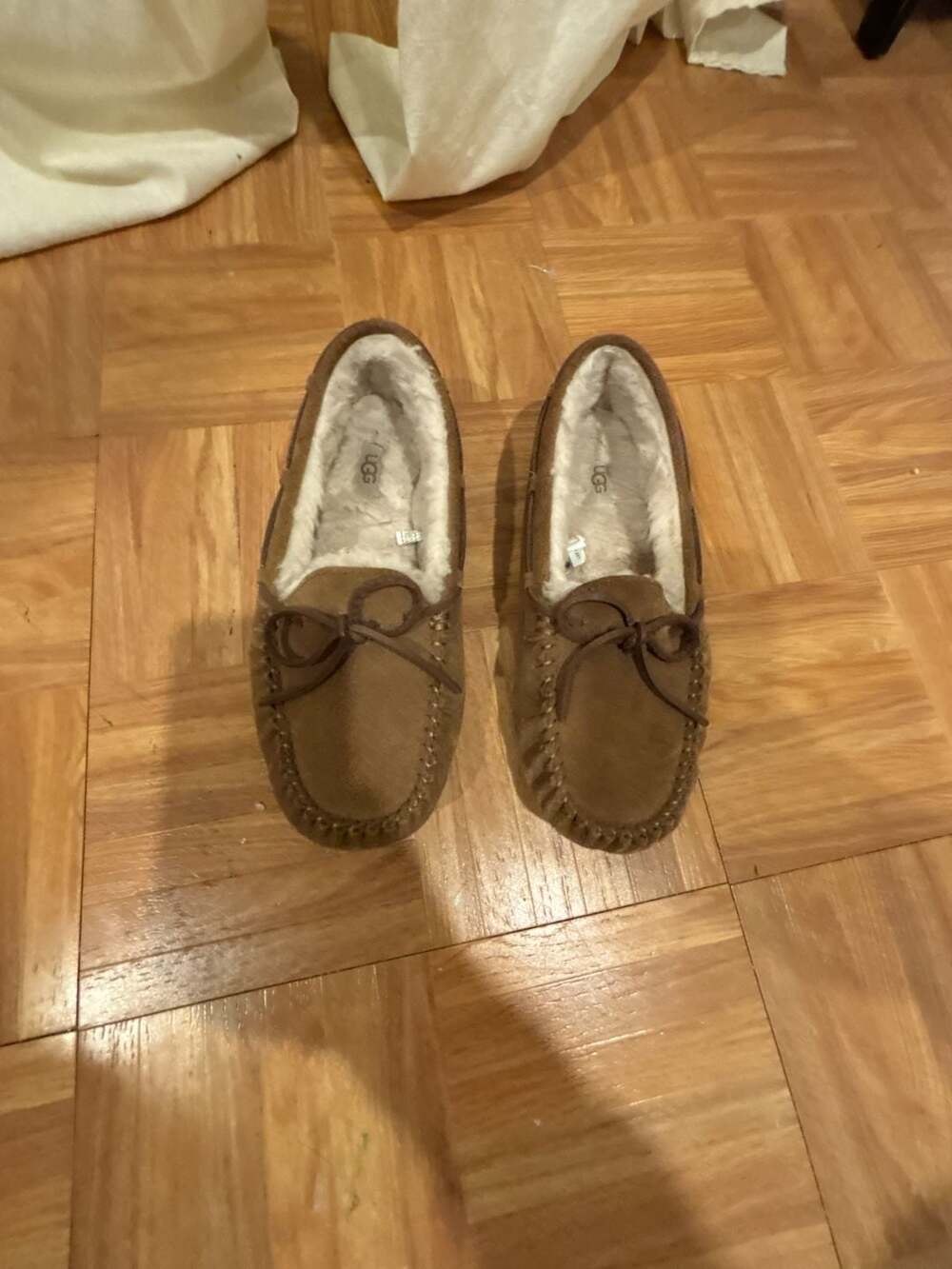 UGG Dakota Chestnut Suede Shearling Moccasin Slippers